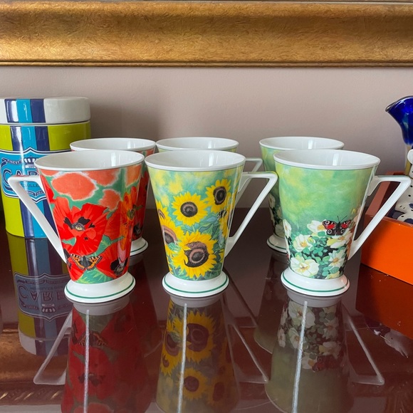 WREN Giftware Favorite Flowers Designed By Jenny Quinn Fine Bone China Mug Set 6 - Picture 1 of 8